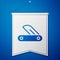 Blue Swiss army knife icon isolated on blue background. Multi-tool, multipurpose penknife. Multifunctional tool. White