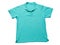 Blue t-shirt mock up isolated on white backgrund, empty t shirt close up, polo Tshirt over white