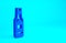 Blue Tabasco sauce icon isolated on blue background. Chili cayenne spicy pepper sauce. Minimalism concept. 3d