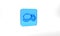 Blue Tanker truck icon isolated on grey background. Petroleum tanker, petrol truck, cistern, oil trailer. Glass square