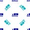 Blue Tanker truck icon isolated seamless pattern on white background. Petroleum tanker, petrol truck, cistern, oil