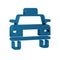 Blue Taxi car icon isolated on transparent background.