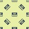 Blue Taximeter device icon isolated seamless pattern on yellow background. Measurement appliance for passenger fare in