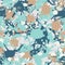 Blue, teal, beige, white camouflage seamless pattern