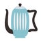 Blue teapot with long spout.