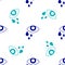 Blue Tear cry eye icon isolated seamless pattern on white background. Vector