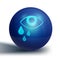 Blue Tear cry eye icon isolated on white background. Blue circle button. Vector