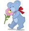 Blue Teddy bear with flower