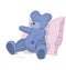 Blue Teddy bear on pink pillow