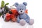 Blue teddy bear with roses