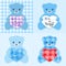 Blue teddy bears cards