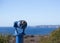 Blue telescope on coast of Malibu