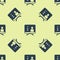 Blue Television report icon isolated seamless pattern on yellow background. TV news. Vector