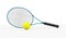 Blue tennis racket with ball