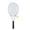 Blue tennis racket with ball