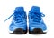 Blue tennis shoes on white backgound