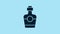 Blue Tequila bottle icon isolated on blue background. Mexican alcohol drink. 4K Video motion graphic animation