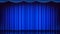 Blue Theater Curtain Vector. Theater, Opera Or Cinema Empty Silk Stage, Blue Scene. Realistic Illustration