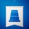 Blue Thimble for sewing icon isolated on blue background. White pennant template. Vector Illustration