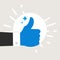 Blue thumb up icon illustration