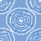 Blue tie dye circles background. Seamless hand painted pattern tie dye shibori print. Textured batik fabric. Vector