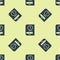 Blue Time for book icon isolated seamless pattern on yellow background. Vector