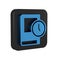 Blue Time for book icon isolated on transparent background. Black square button.