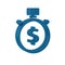 Blue Time is money icon isolated on transparent background. Money is time. Effective time management. Convert time to