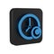 Blue Time to sleep icon isolated on transparent background. Sleepy zzz. Healthy lifestyle. Black square button.