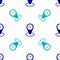 Blue Time zone clocks icon isolated seamless pattern on white background. Vector