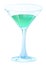 Blue tipple cocktail in glass goblet on stem. Alcohol strong drink