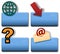 Blue Title Icon Symbol Set: Globe Arrow Question E