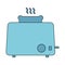 Blue toaster icon. Flat line style. Vector illustration on white isolated background.