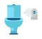 Blue toilet roll and soft white paper cartoon flat vector illustration.