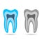 Blue tooth. Simple icon with long shadow on a white background