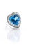 Blue topaz surrounded with diamond ring