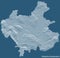 Blue topographic map of Winterthur, Switzerland