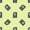 Blue Torah scroll icon isolated seamless pattern on yellow background. Jewish Torah in expanded form. Star of David