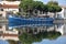 Blue tourist boat in Provence