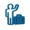 Blue Tourist with suitcase icon isolated on transparent background. Travelling, vacation, tourism concept.