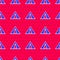 Blue Tourist tent icon isolated seamless pattern on red background. Camping symbol. Vector Illustration