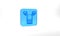 Blue Towel on hanger icon isolated on grey background. Bathroom towel icon. Glass square button. 3d illustration 3D