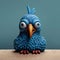 Blue Toy Bird Figurine With Playful Texture And Organic Sculpting