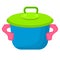 Blue Toy Saucepan with Green Top Illustration