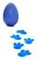 Blue tracks and dotted Easter egg