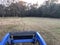 Blue Tractor Brush Mowing Field