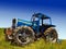 Blue tractor in field