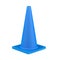 Blue traffic cone isolated on white background. Cone-shaped markers.
