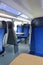 Blue train seats empty useful as travel concept