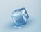 Blue transparent ice cub. Vectror realistic clear crystal 3d pieces isolated